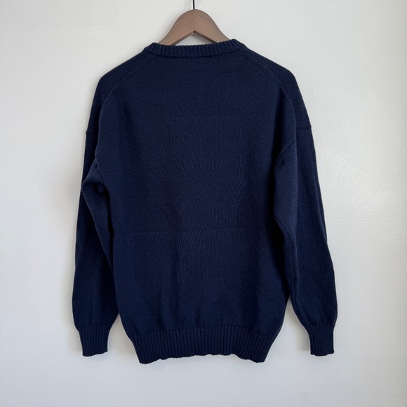 SUNDAY BEST Argyle Sweater Cotton Cashmere Navy Blue, Size XS-S - Picture 2 of 8